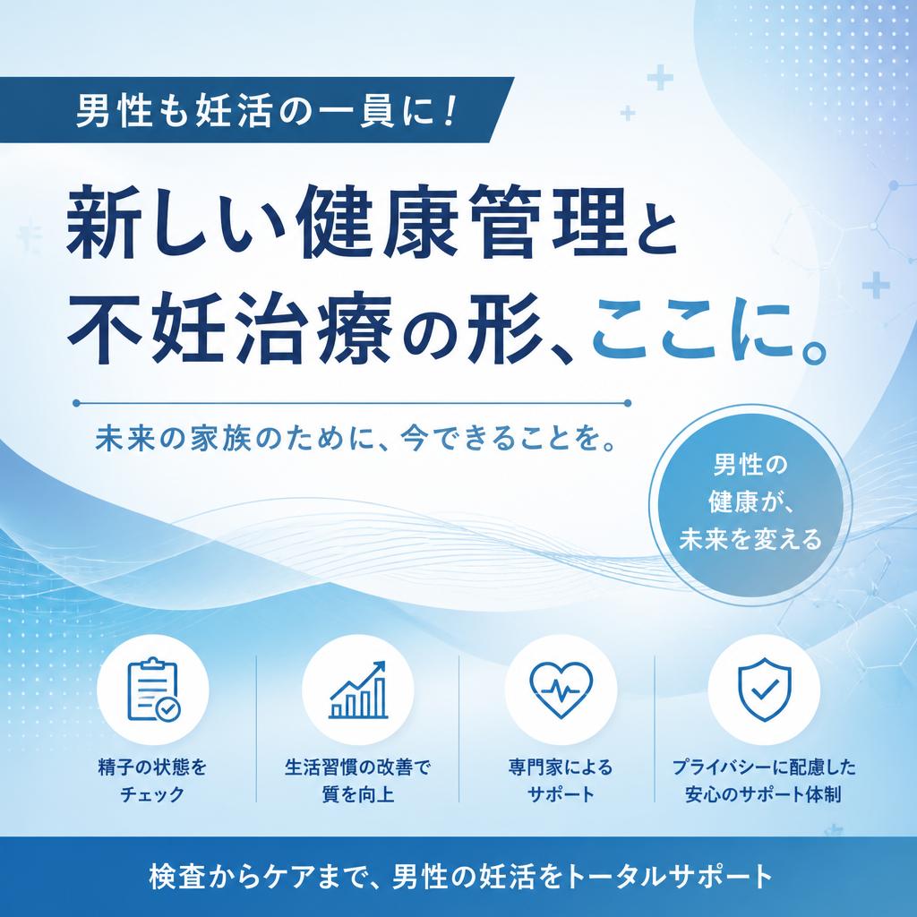 男性も妊活の一員に！新しい健康管理と不妊治療の形、ここに。