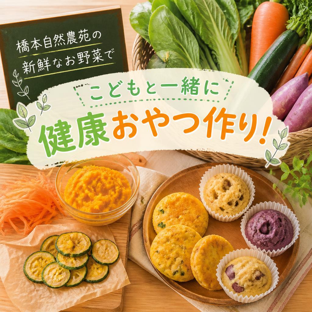 橋本自然農苑の新鮮なお野菜で、こどもと一緒に健康おやつ作り！